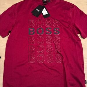 Boss Men's Bold Maroon Logo Tee